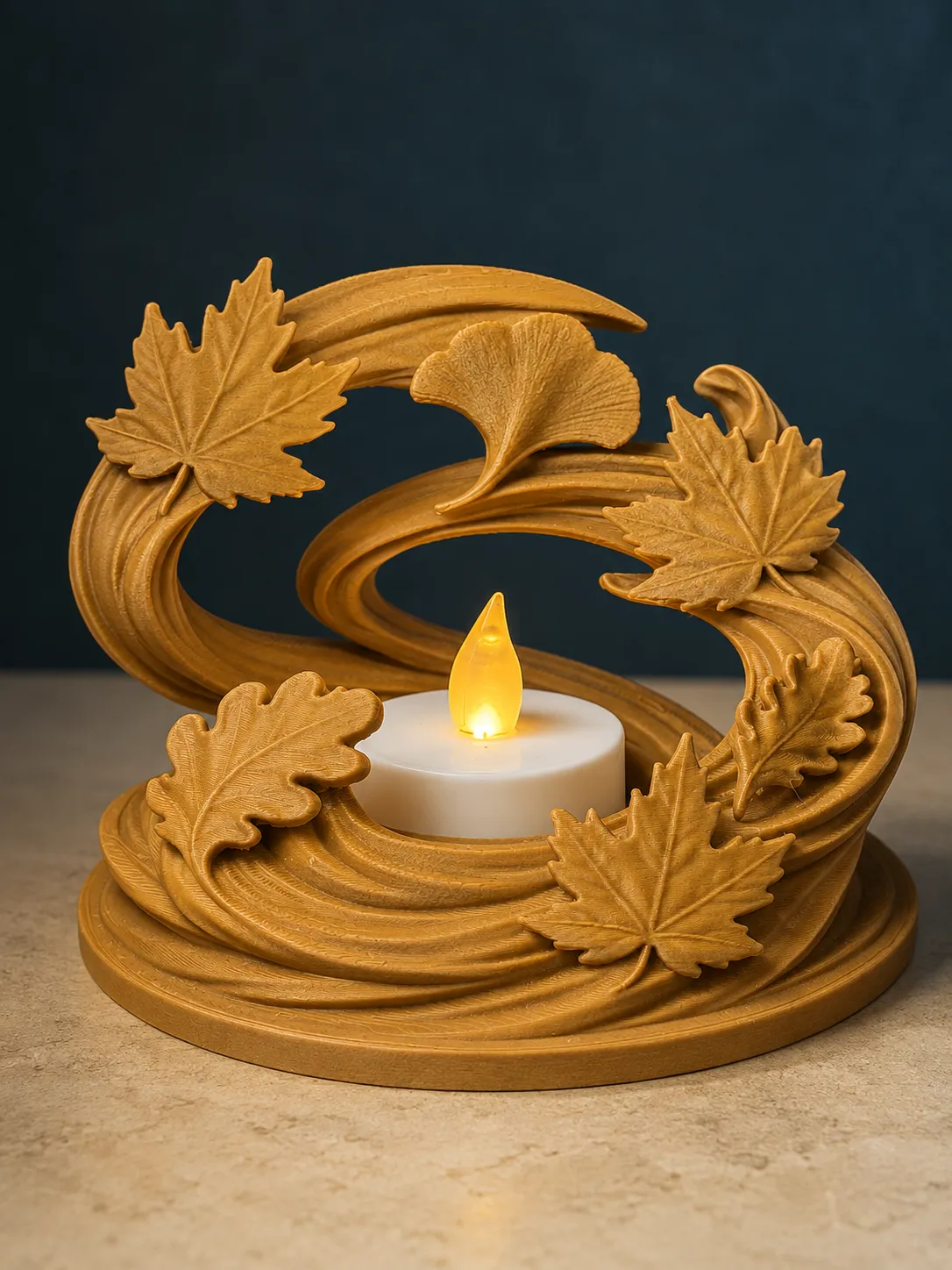 Autumn Wind, Swirling Leaf Tealight Holder, photo 3 of 4 - Autumn Wind, Swirling Leaf Tealight Holder Household