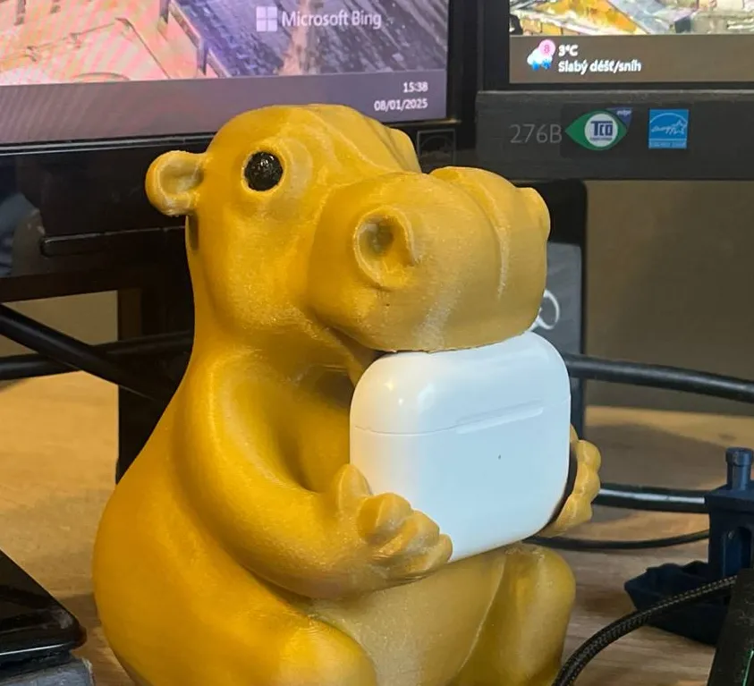 Cute Hippo eating Airpod(3rd, 4th, Pro 2) stand - Office, in stock in India