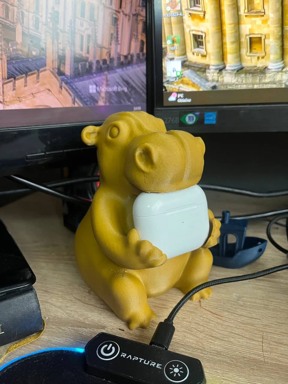 Cute Hippo eating Airpod(3rd, 4th, Pro 2) stand, photo 2 of 4 - Cute Hippo eating Airpod(3rd, 4th, Pro 2) stand Household