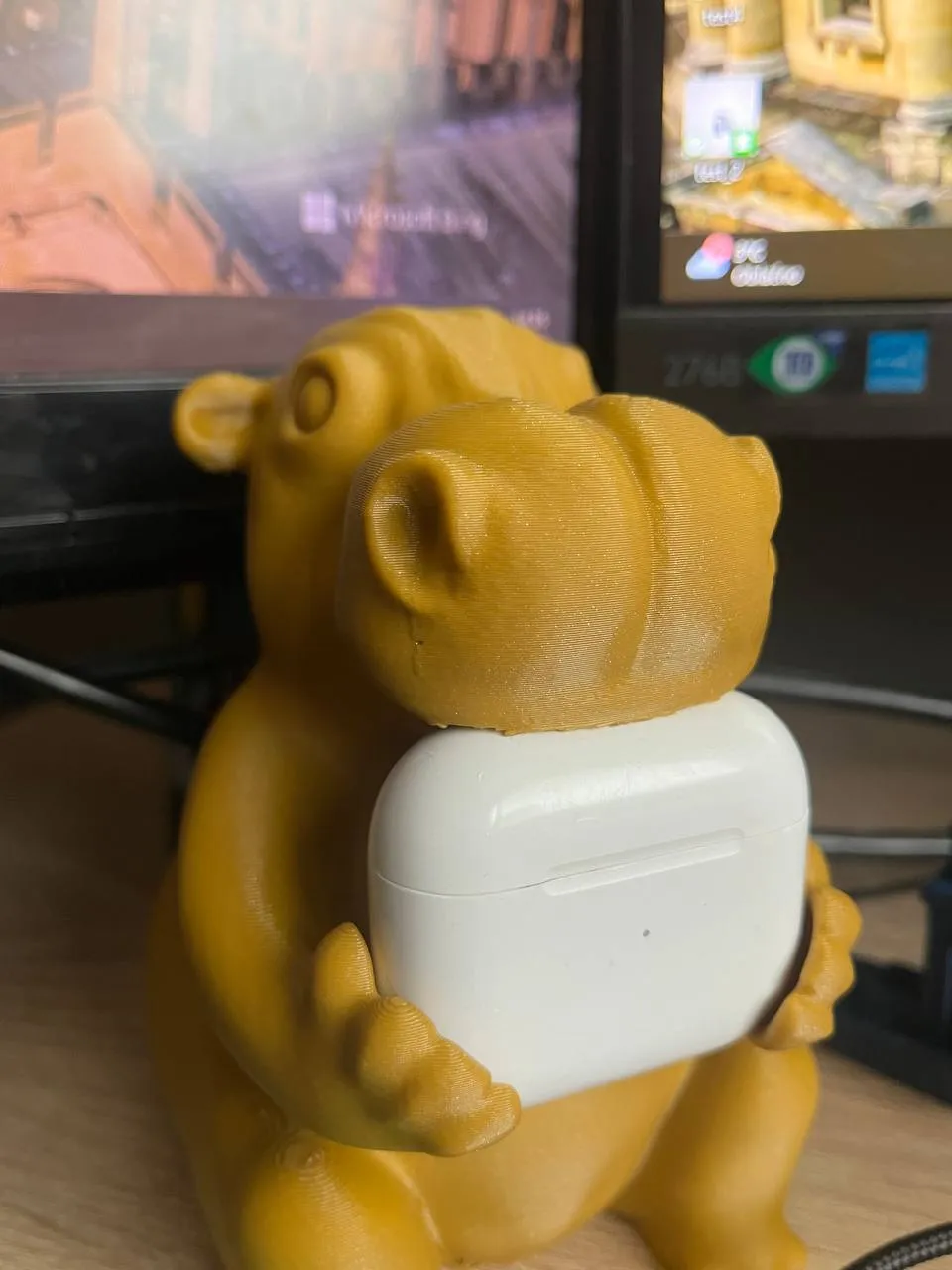 Cute Hippo eating Airpod(3rd, 4th, Pro 2) stand, photo 3 of 4 - Cute Hippo eating Airpod(3rd, 4th, Pro 2) stand Household
