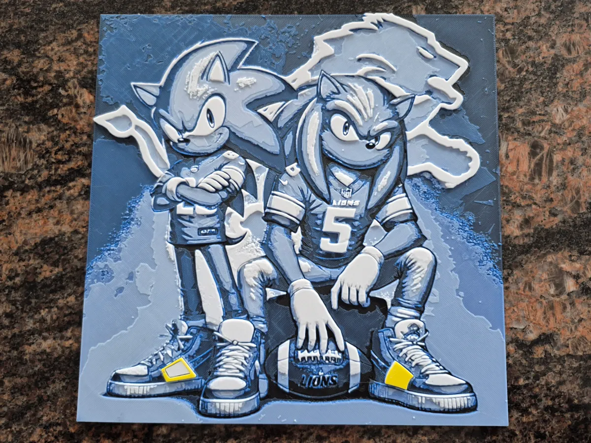 Detroit Lions Sonic and Knuckles w/ Shoe color-HF - Art Pieces, in stock in India