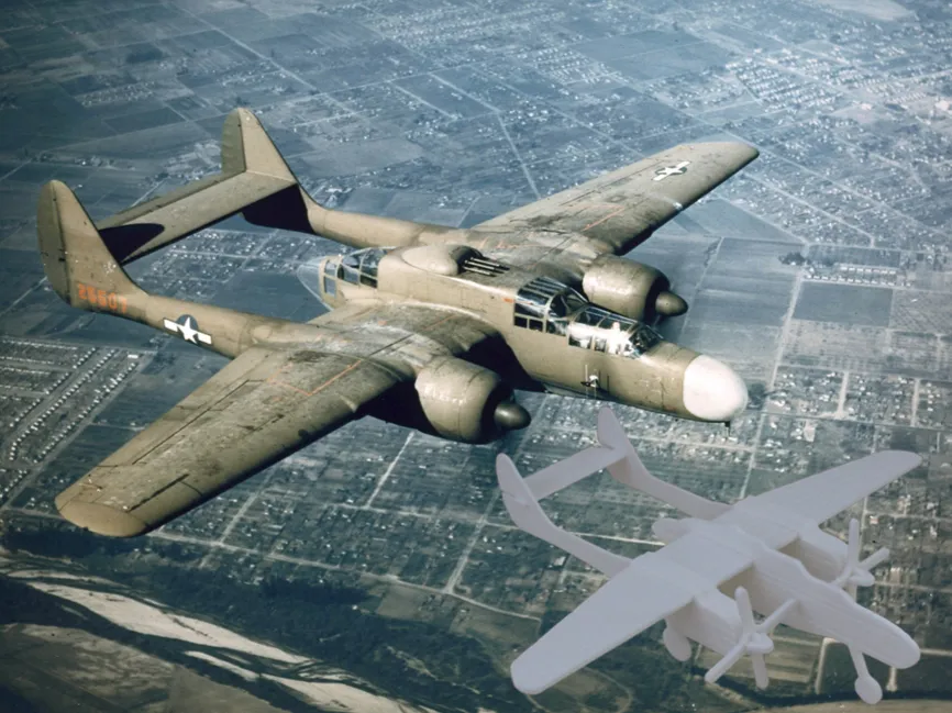 P-61B Black Widow Kit Card, photo 2 of 4 - P-61B Black Widow Kit Card Models, RC & Drones
