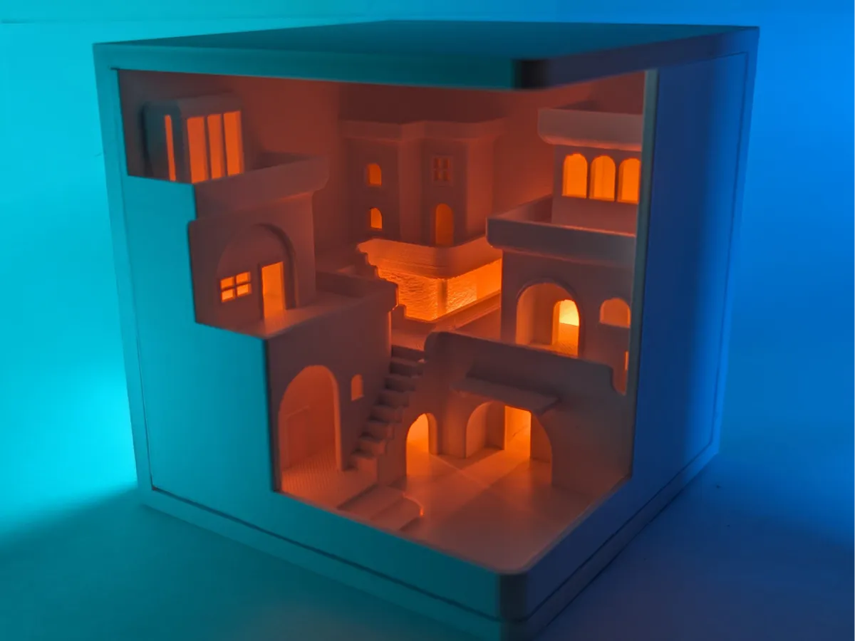 Diorama Cube, Mini Village Lumineux, LED