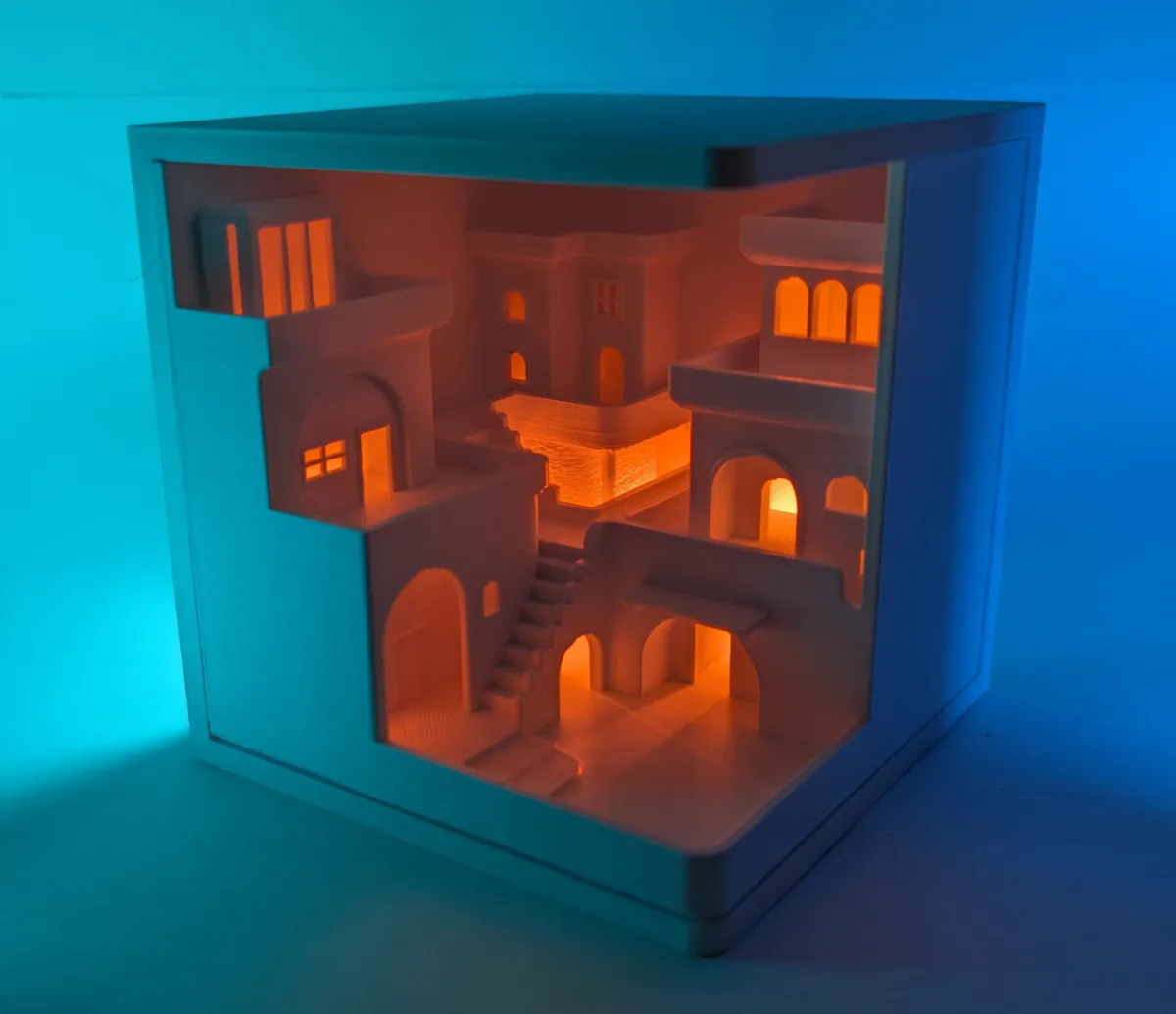 Diorama Cube, Mini Village Lumineux, LED, photo 3 of 4 - Diorama Cube, Mini Village Lumineux, LED Figurines & Collectibles