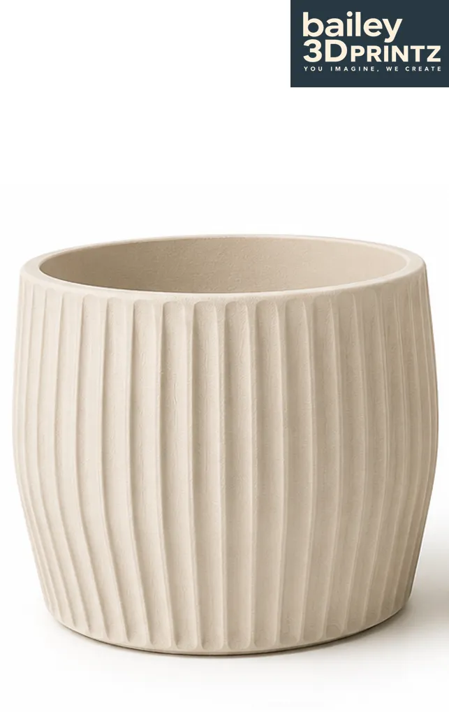 Modern Ribbed Planter and Tray, photo 4 of 4 - Modern Ribbed Planter and Tray Garden & Outdoor