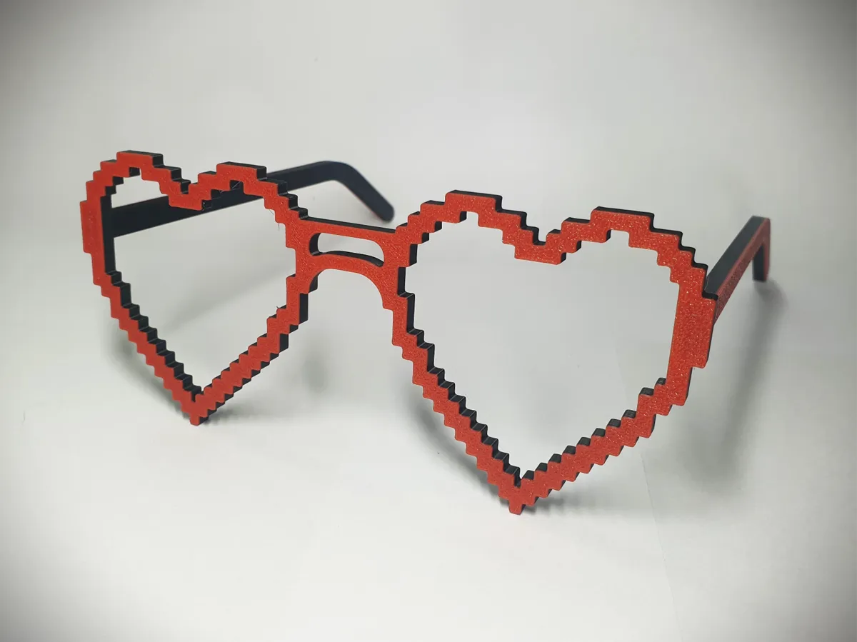 Pixel Heart Valentine's Glasses