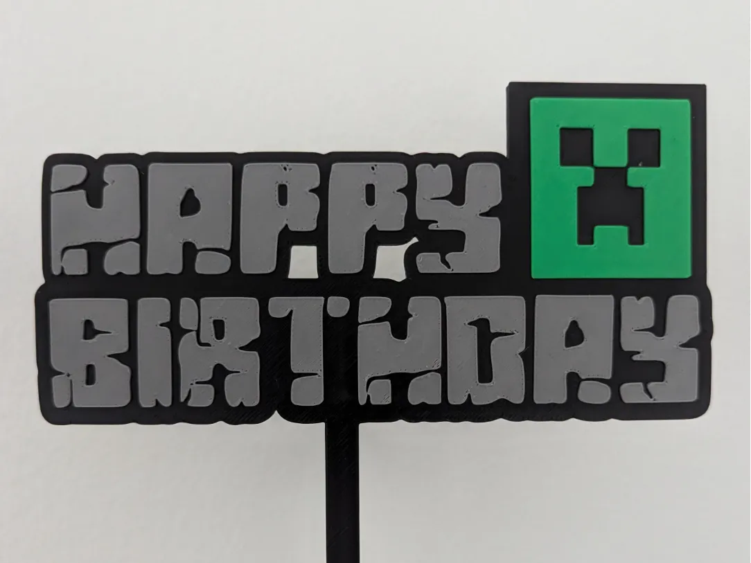 Minecraft Happy Birthday Cake Topper Sign