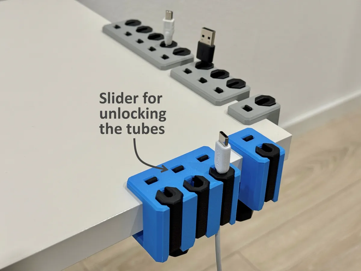Desk cable holder / cable organizer with clamp - Desk Edge Cable Clips, in stock