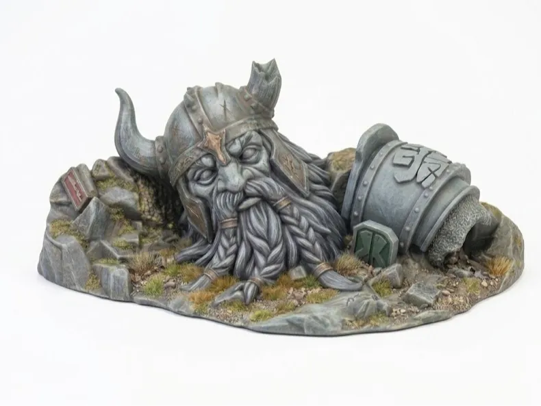 Fallen Dwarf King Statue Tabletop Wargames Terrain