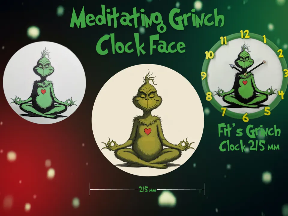 Meditating Grinch Clock Face 215mm - Clock Kits, Faces & Parts, in stock in India