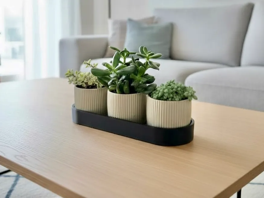 NORDÉ Collection modern planters with tray