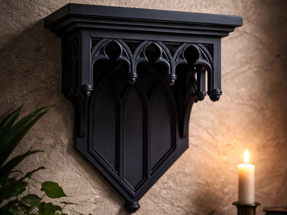 Gothic Wall Shelf, Ornate Medieval Style