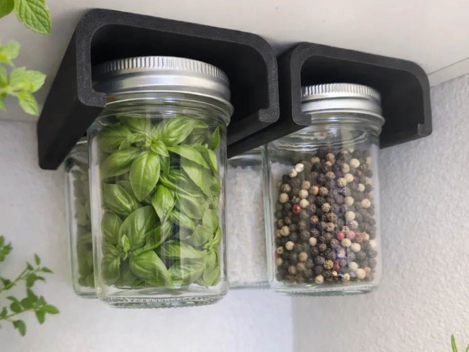 Under mount Mason jar rack
