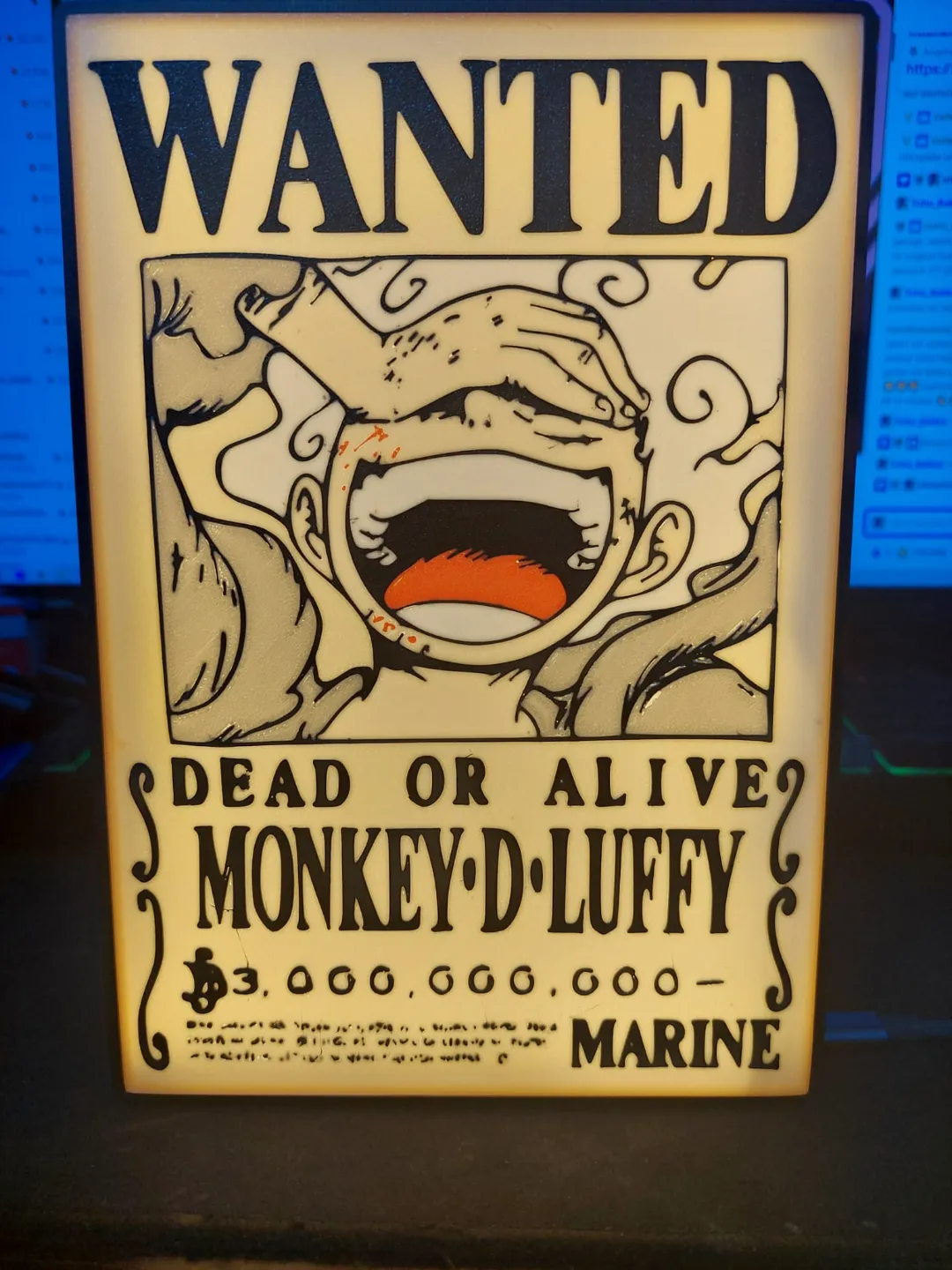 One Piece Wanted Monkey D Luffy Lampe, photo 3 of 3 - One Piece Wanted Monkey D Luffy Lampe Household