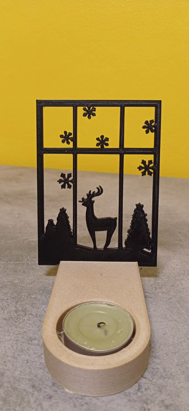 TEA CANDLE HOLDER W CHRISTMAS SHADOWS SILHOUETTE, photo 2 of 4 - TEA CANDLE HOLDER W CHRISTMAS SHADOWS SILHOUETTE Home Decor Items