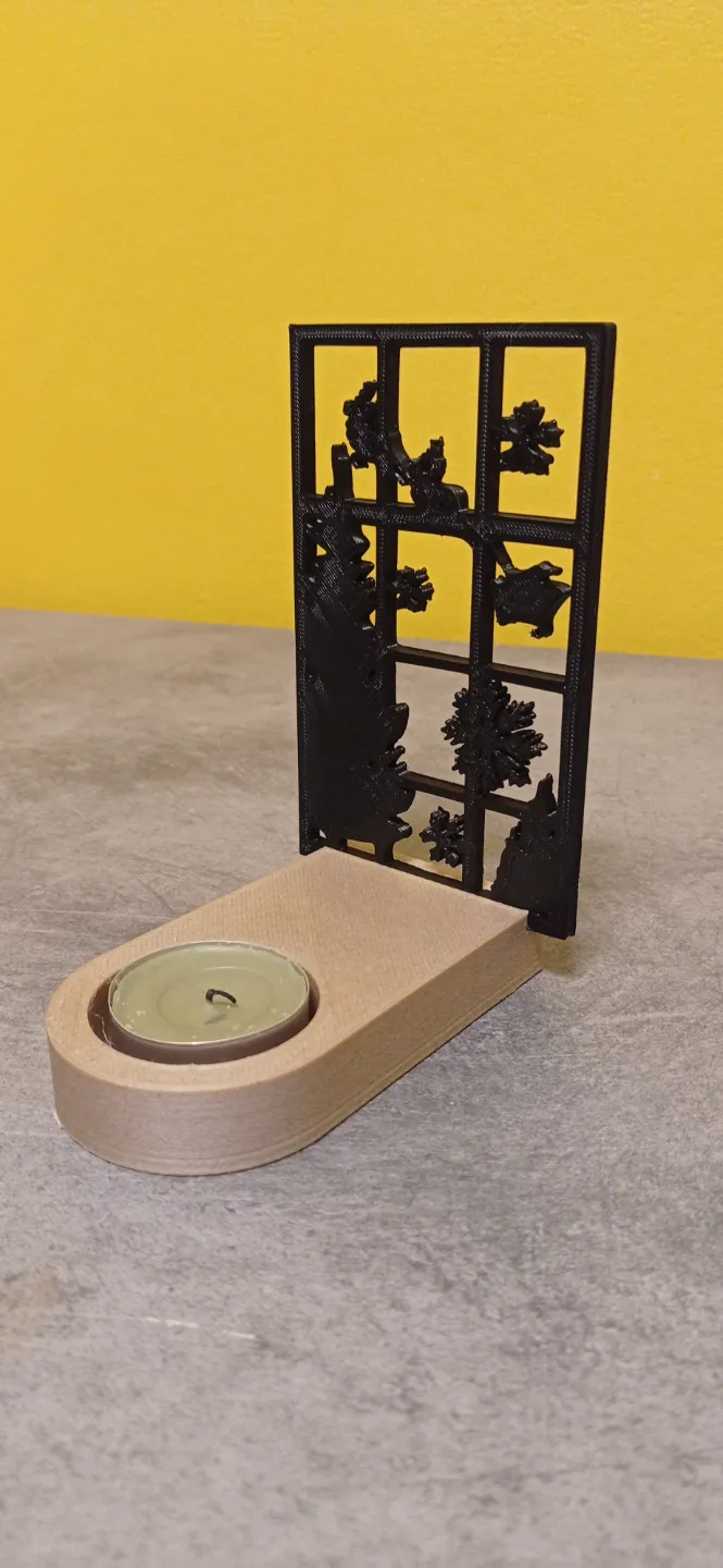 TEA CANDLE HOLDER W CHRISTMAS SHADOWS SILHOUETTE, photo 3 of 4 - TEA CANDLE HOLDER W CHRISTMAS SHADOWS SILHOUETTE Home Decor Items
