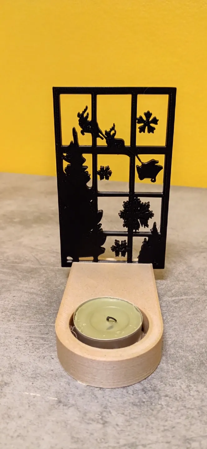 TEA CANDLE HOLDER W CHRISTMAS SHADOWS SILHOUETTE, photo 4 of 4 - TEA CANDLE HOLDER W CHRISTMAS SHADOWS SILHOUETTE Home Decor Items