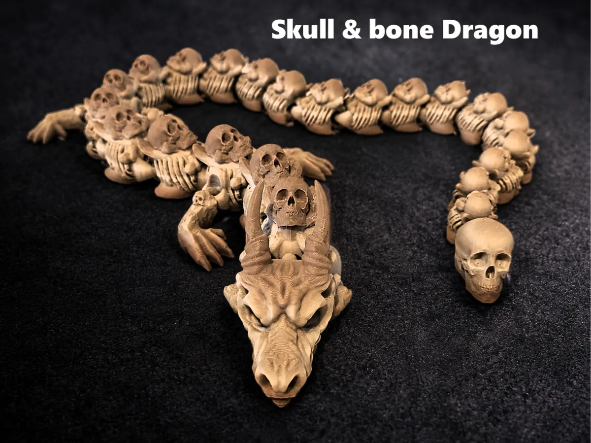 Articulated flexi dragon skull and bone V2