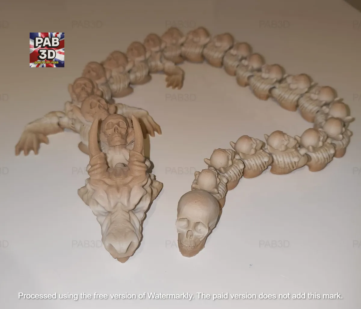 Articulated flexi dragon skull and bone V2, photo 3 of 4 - Articulated flexi dragon skull and bone V2 Fidget & Sensory Toys