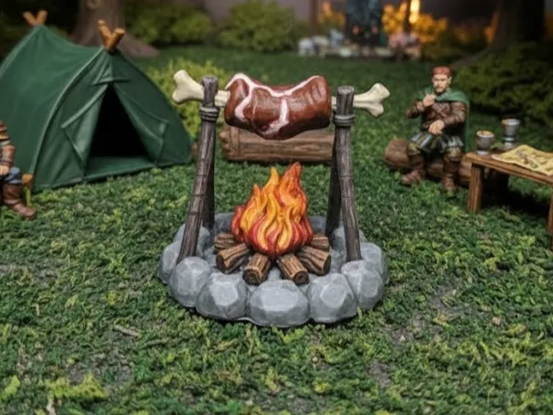Campfire with Roasting Meat - DND terrain