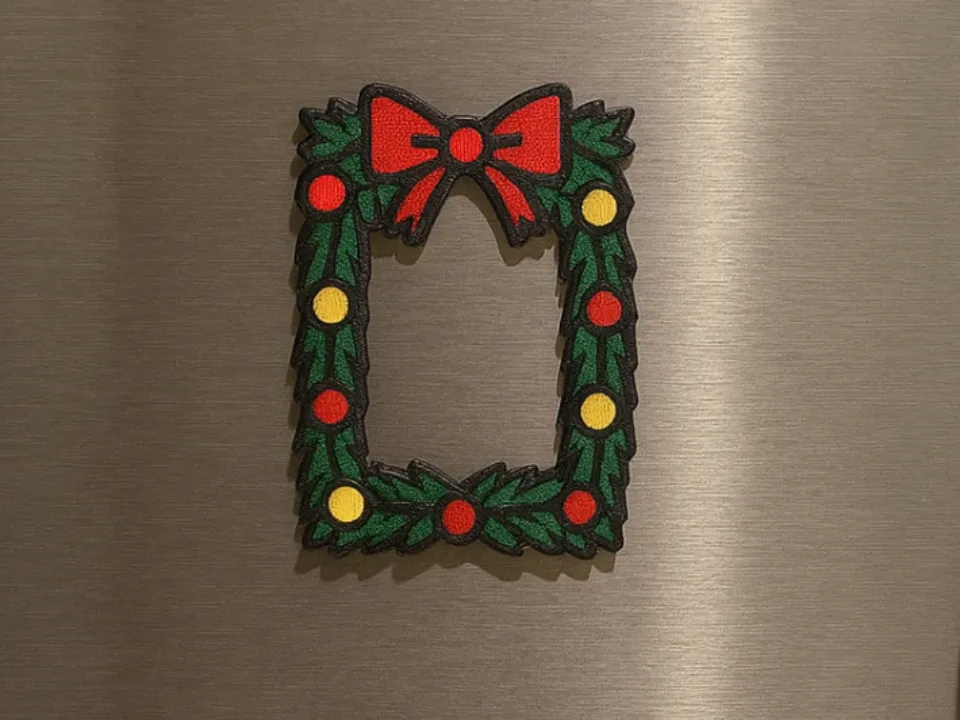 Christmas Wreath Photo Magnet
