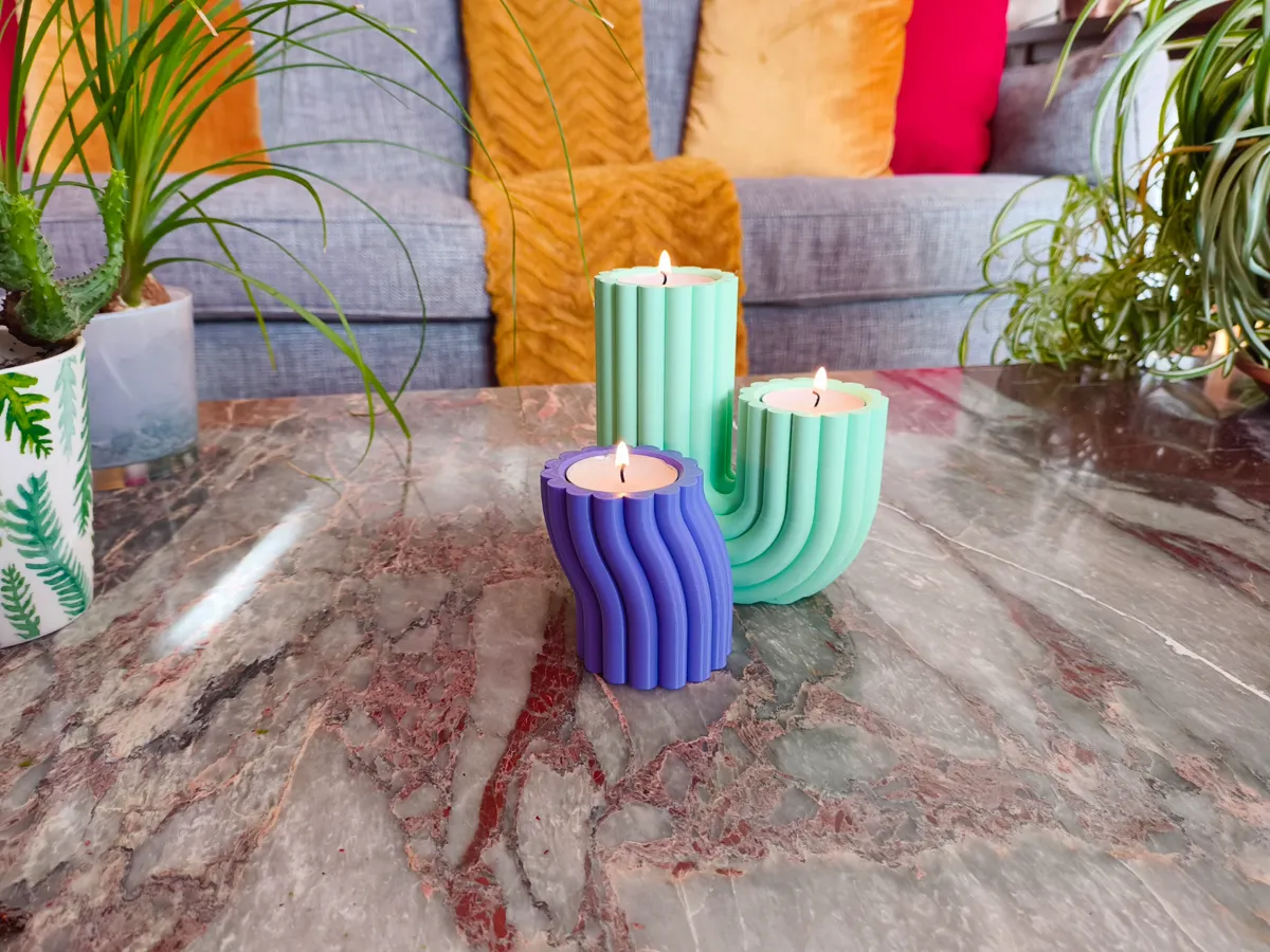 Asymmetrical Tealight Candle Holder, photo 2 of 4 - Asymmetrical Tealight Candle Holder Home Decor Items