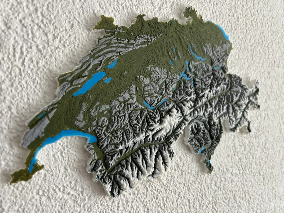 Fully Coloured Topographical Model of Switzerland, photo 3 of 4 - Fully Coloured Topographical Model of Switzerland Home Decor Items