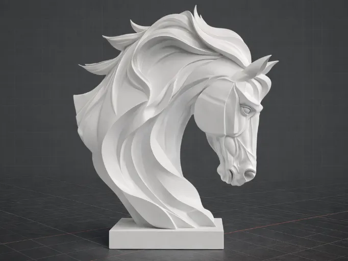 Modern Horse Bust Sculpture