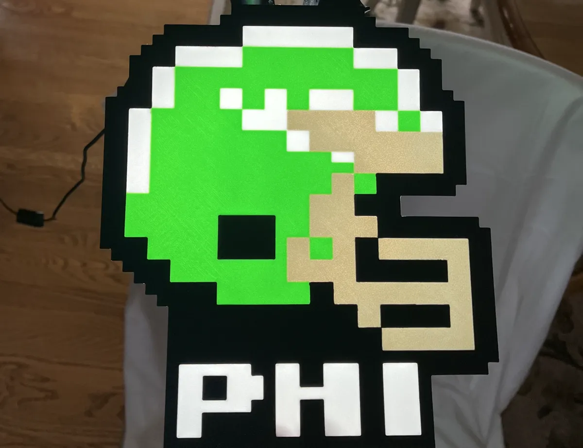 Philadelphia Eagles Tecmo Super Bowl Light Box, photo 3 of 4 - Philadelphia Eagles Tecmo Super Bowl Light Box Art