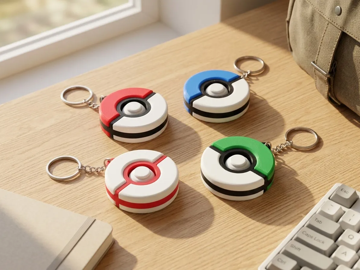PokeBall Inspired Spin Keychain Fidget
