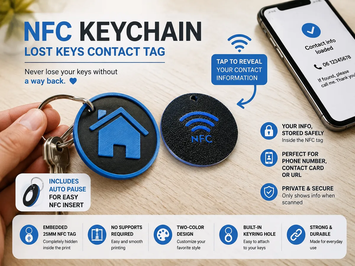 NFC Keychain, Lost Keys Contact Tag (PLA) - Gadgets, in stock in India