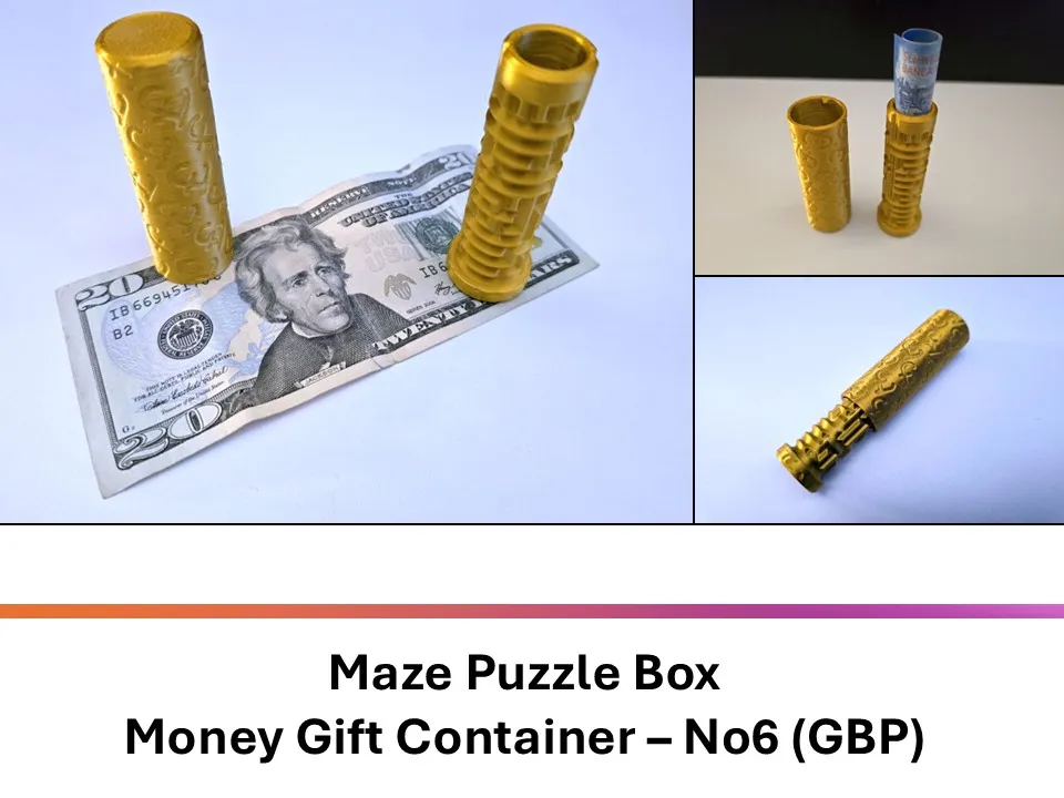 Maze Puzzle Box Money Gift Container, No6 (GBP) - Puzzle Boxes & Secret Boxes, in stock