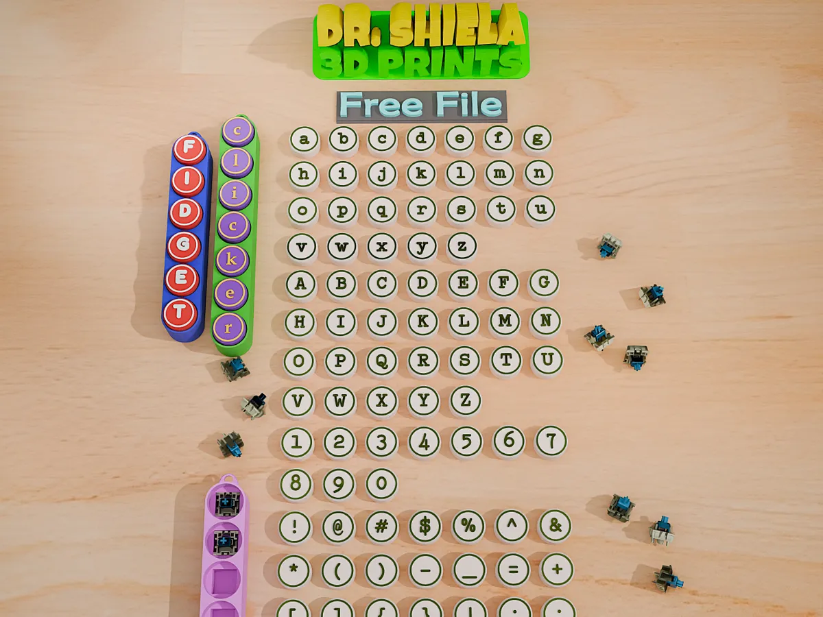 ROUND KEYCAP FIDGET CLICKER - TYPEWRITER FONT