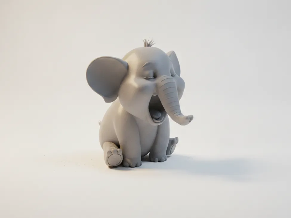 Cute Baby Elephant Yawning Character Figure, photo 2 of 4 - Cute Baby Elephant Yawning Character Figure Figurines & Collectibles
