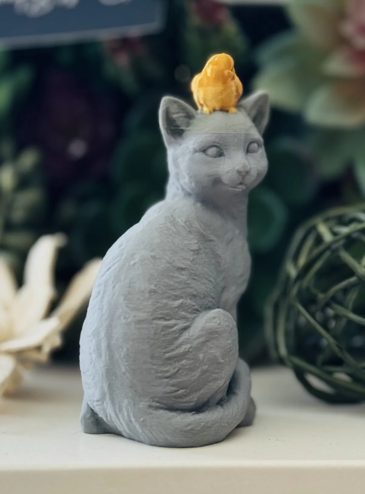 Bird Perched on a Cat, photo 3 of 4 - Bird Perched on a Cat Figurines & Collectibles