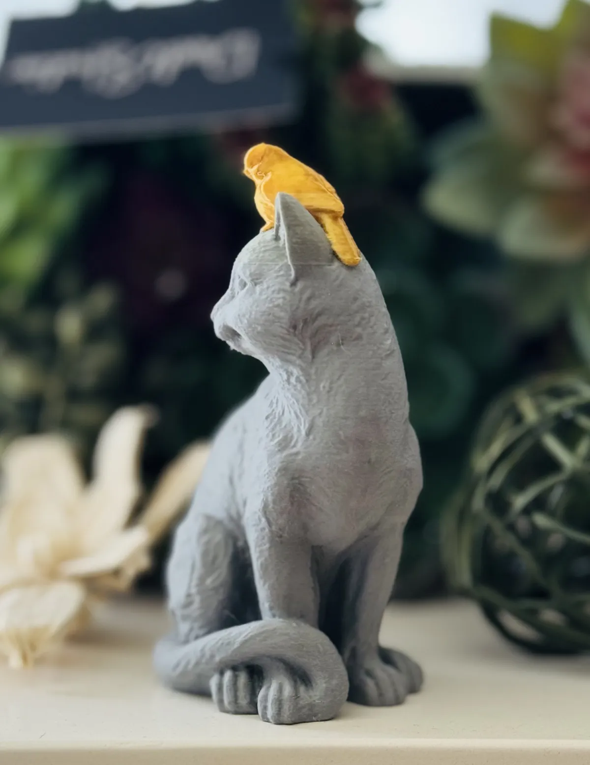 Bird Perched on a Cat, photo 4 of 4 - Bird Perched on a Cat Figurines & Collectibles