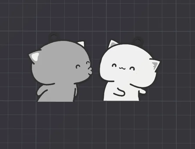 Kissing Cats keychain, photo 2 of 2 - Kissing Cats keychain Generative Art