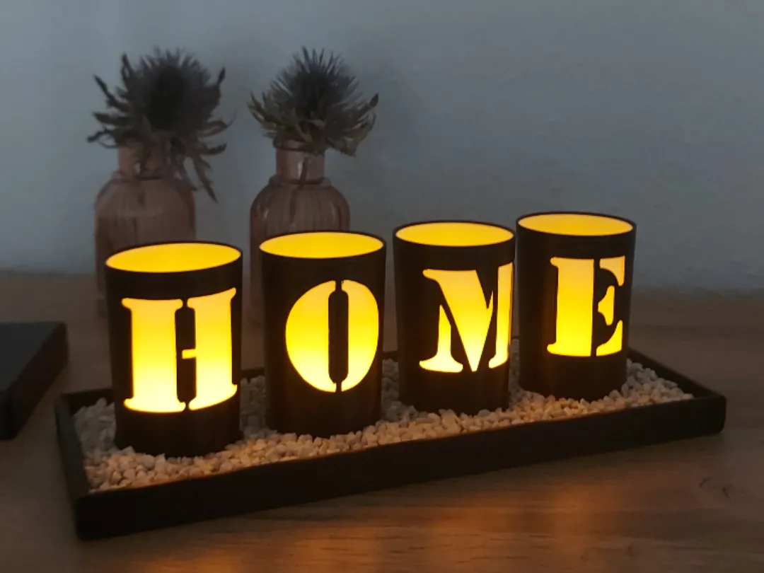 Modern tea light "HOME" with bowl