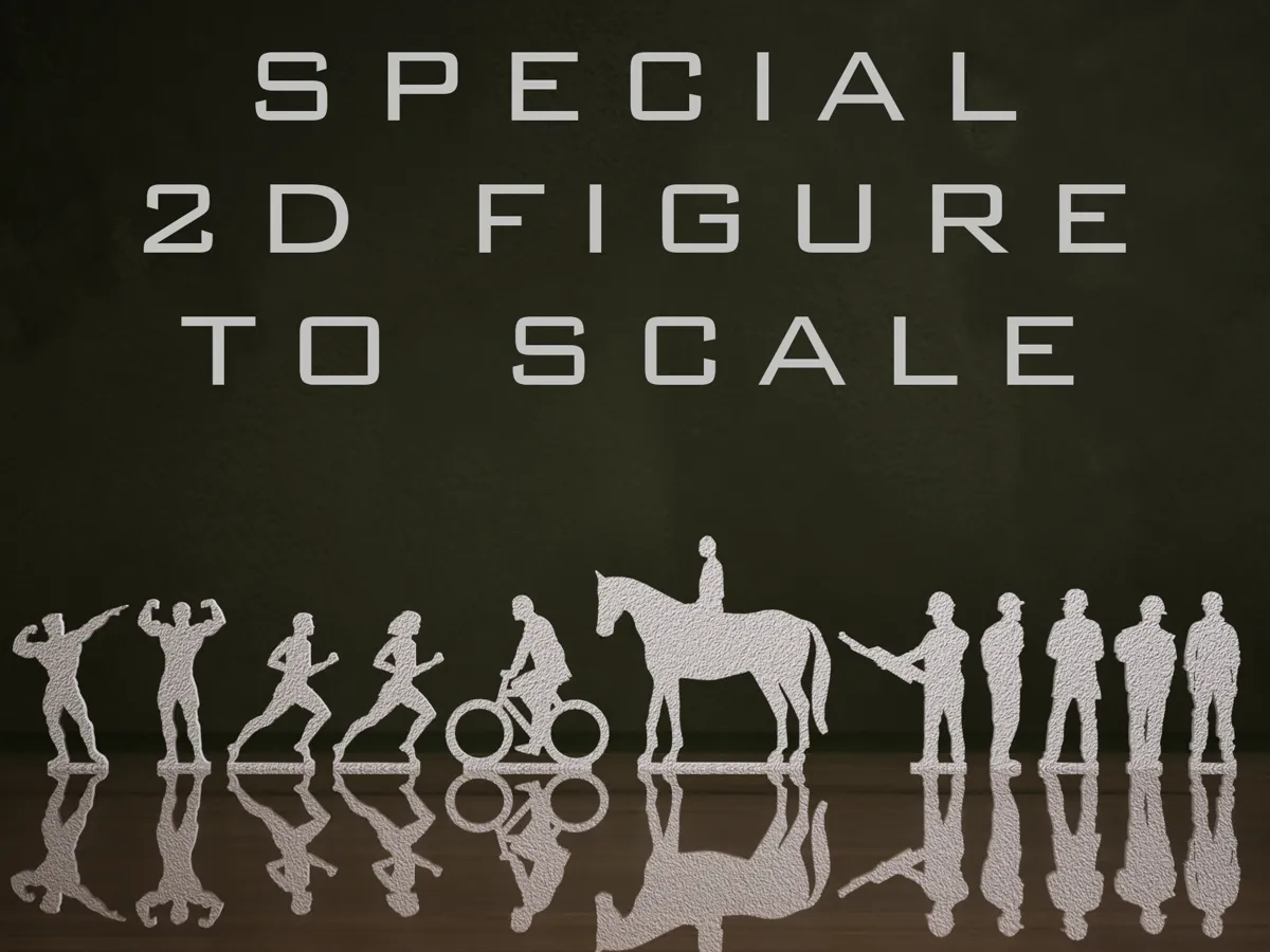 Special flat figures of people to scale