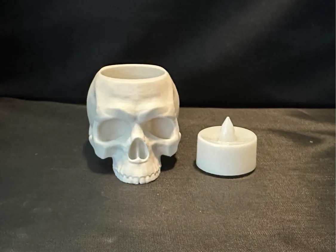 Gothic Jawless Skull LED Tealight Candle Holder