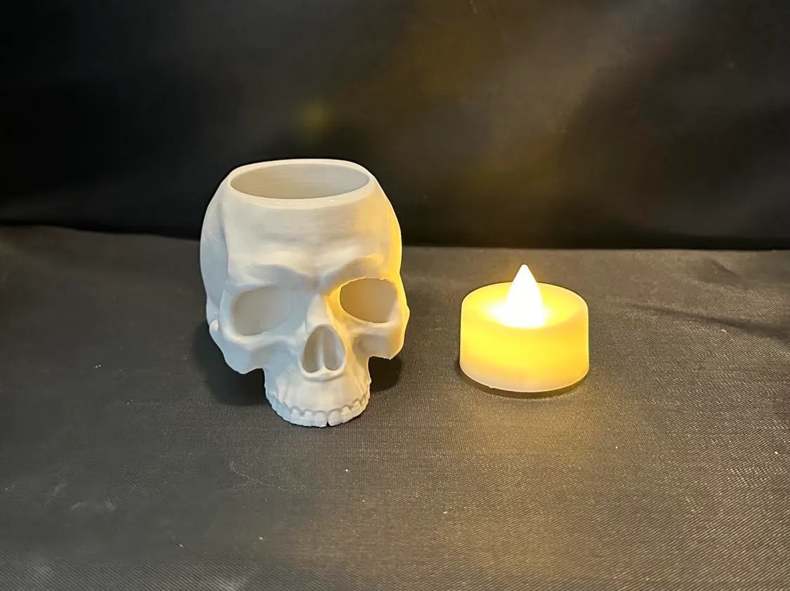 Gothic Jawless Skull LED Tealight Candle Holder, photo 2 of 4 - Character Tealight Holders, skulls
