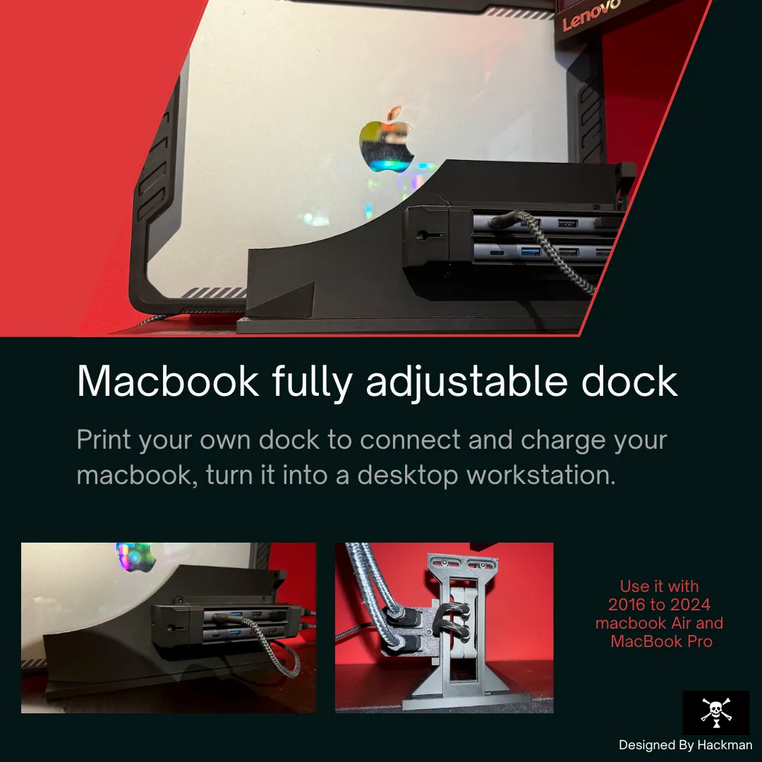 Fullly Adjustable MacBook Air / Pro dock 2016-2024 - Vertical Laptop Docks, in stock in India