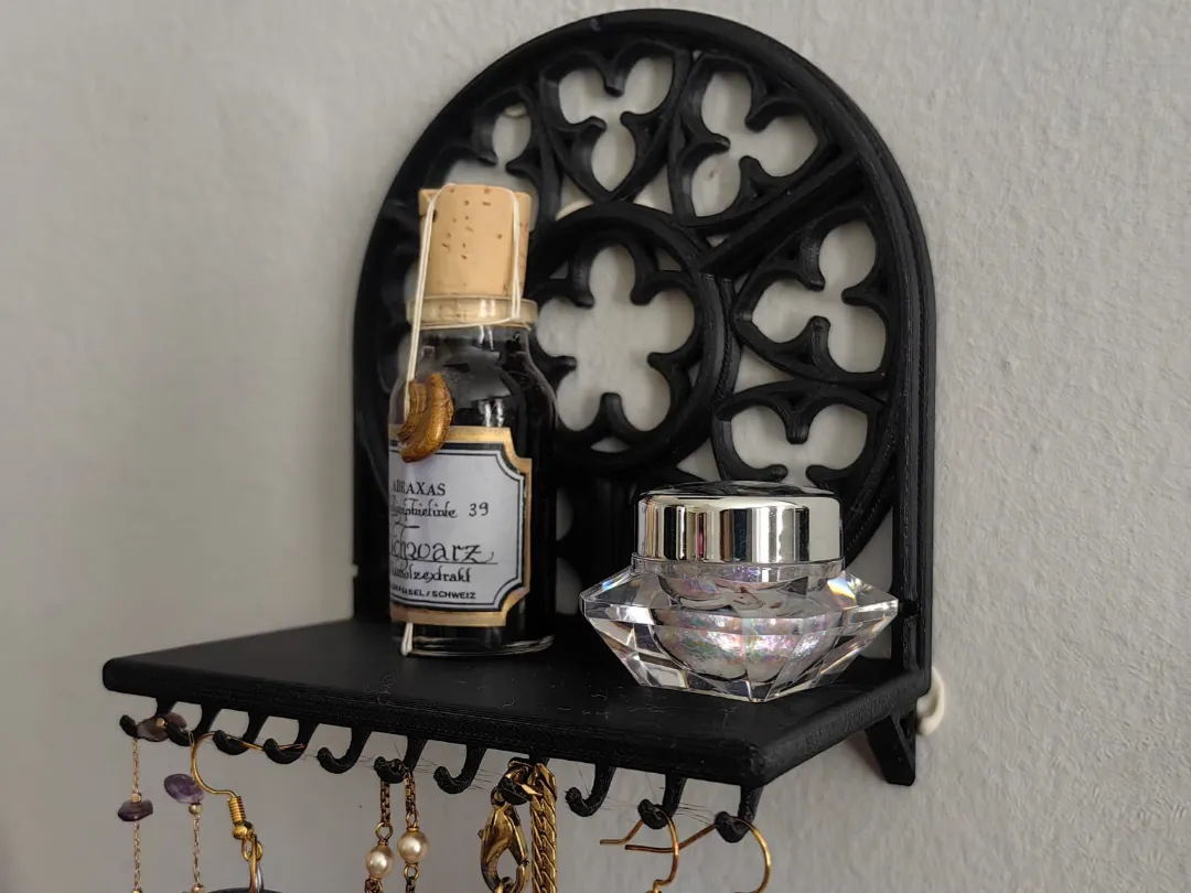 Gothic Window Shelf with Jewelry Hanger