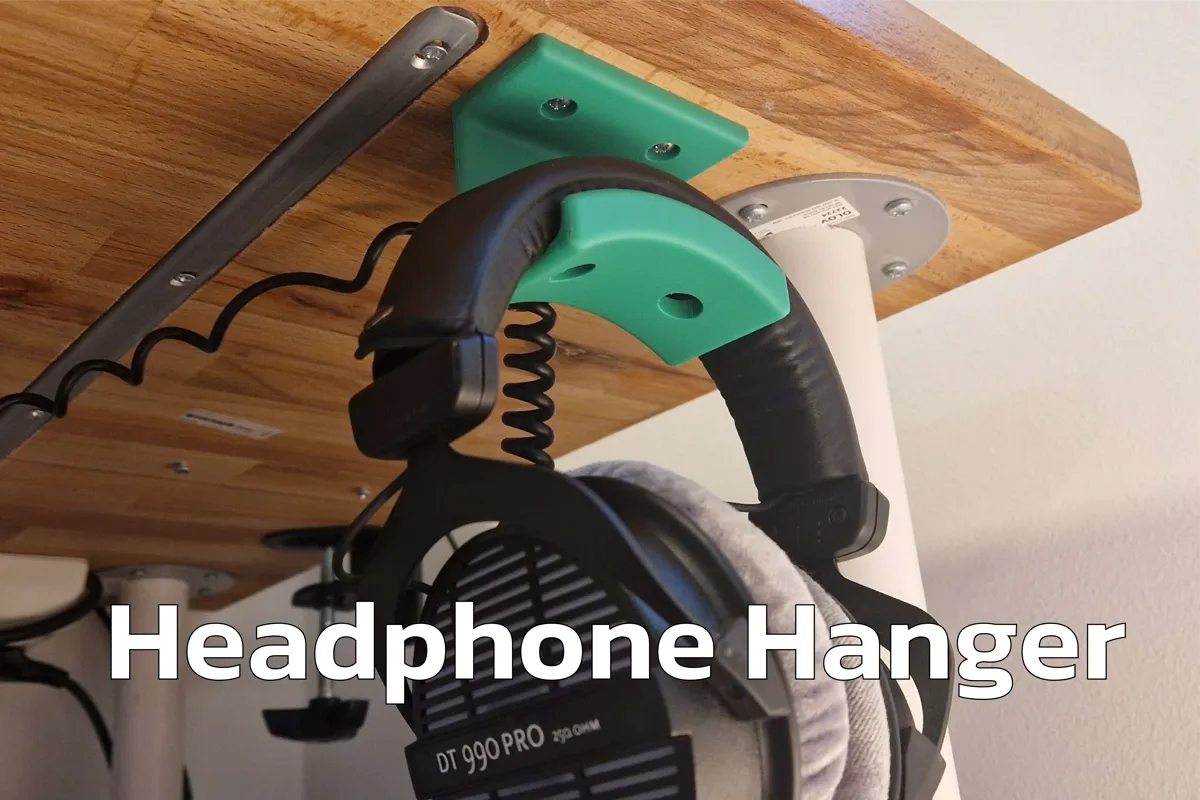 Headphone Hanger - Under Desk w/ Cable Management