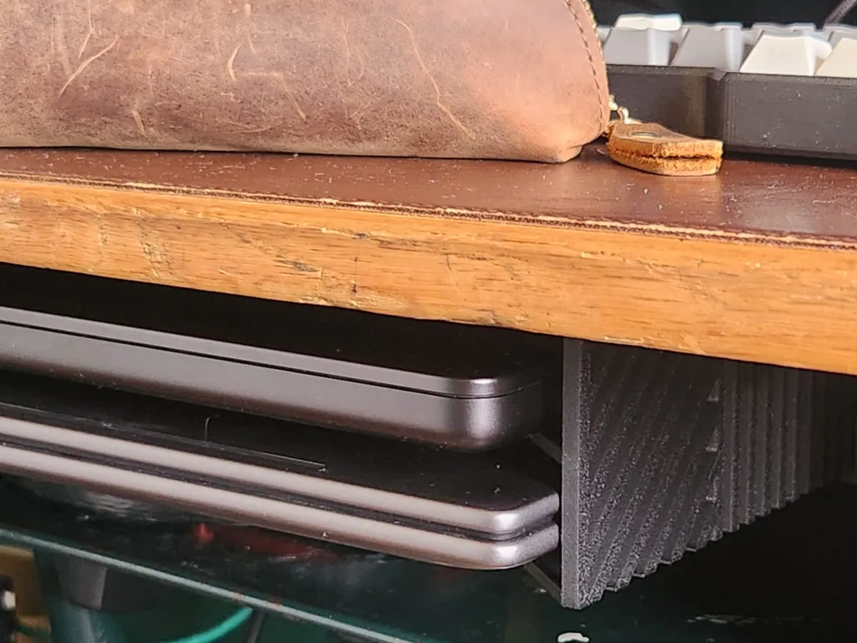 Under-desk dual laptop holder
