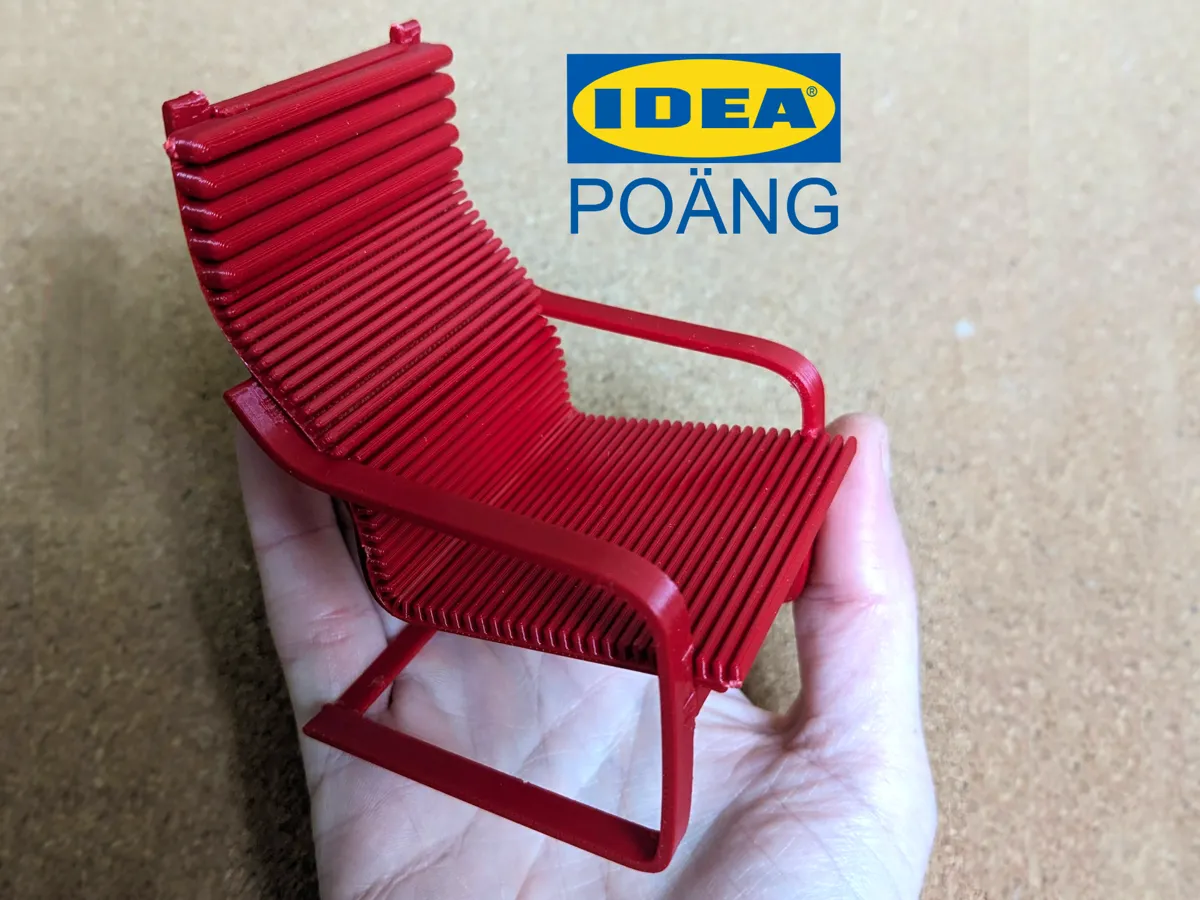 Miniature IKEA POÄNG flat pack kit card