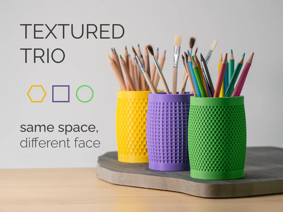 Textured Trio: Geometric Pen Holders