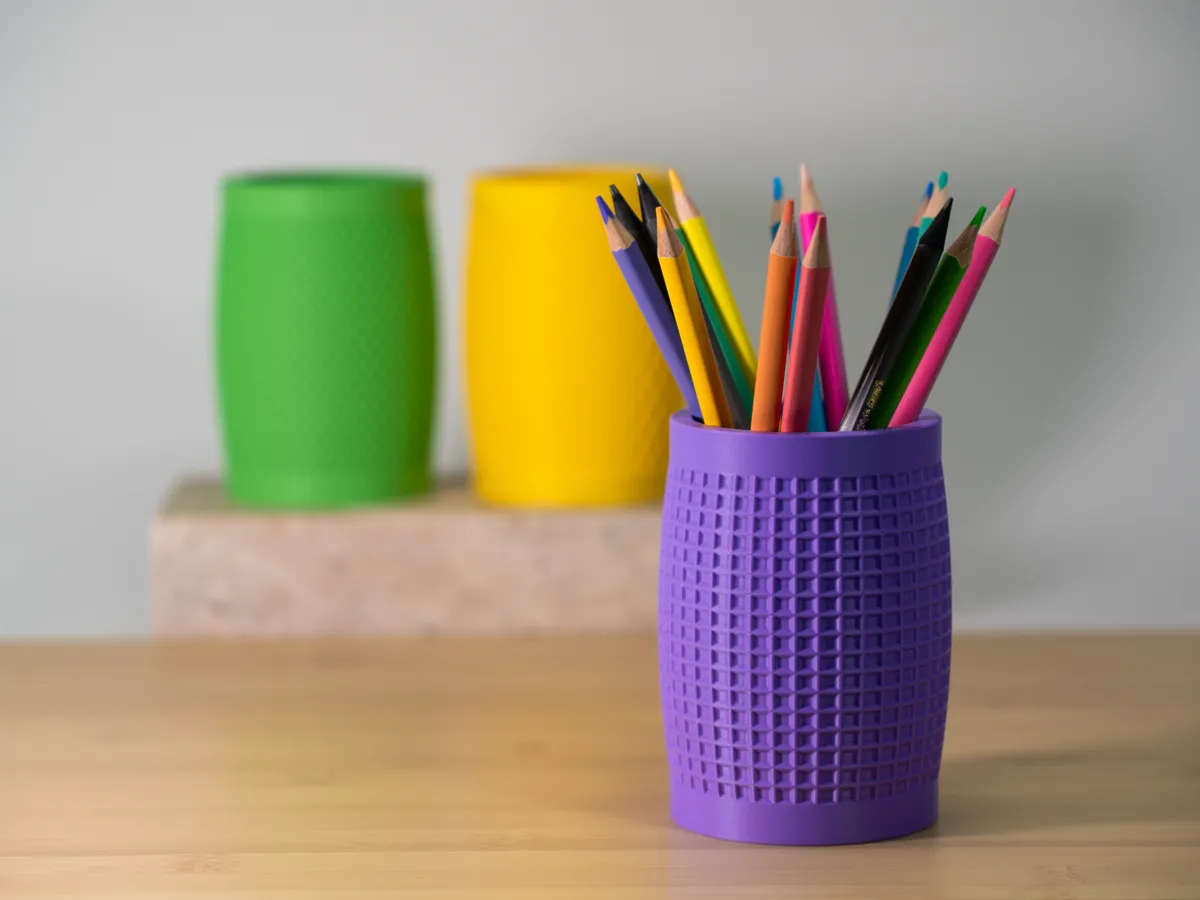 Textured Trio: Geometric Pen Holders, photo 4 of 4 - Textured Trio: Geometric Pen Holders Desk & Office