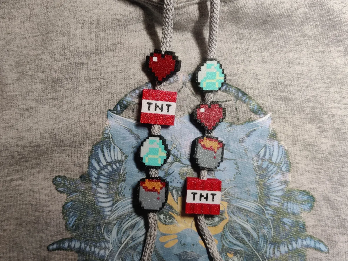 Minecraft Hoodie Drawstring Beads