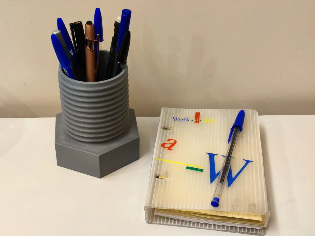 Hexagon Bolt Table Pen Holder, photo 3 of 3 - Hexagon Bolt Table Pen Holder Desk & Office